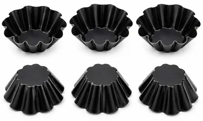 Produktbild von 6er-Pack Eierkuchenformen Aus Kohlenstoffstahl, Antihaft-Mini-Kuchenformen Mit Geriffelten Kanten, Wiederverwendbare Törtchen-Muschelformen Zum Backen