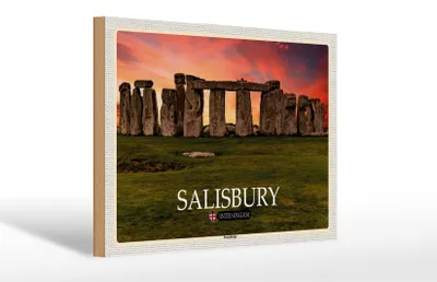 Produktbild von Holzschild Städte Salisbury Stonchenge England UK 30x20cm