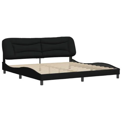 Image de Cadre de lit sans matelas Hvar noir 200x200 cm tissu