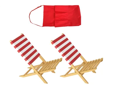Produktbild von Klappstuhl Strandstuhl Anglerstuhl Gartenstuhl Stuhl zum Zusammenstecken rot-weißem Bezug V-10-353Doppelpack in Tasche Rot