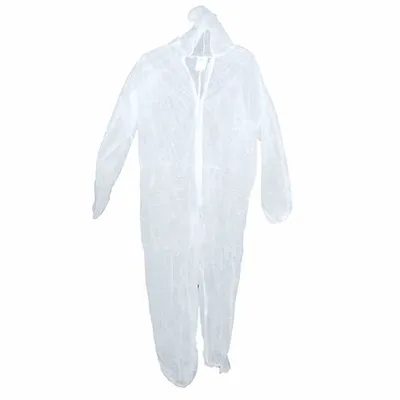 Produktbild von Einweg-Overall weiß mit Kapuze Gr.XXL Schutzanzug Schutzkleidung Arbeitsoverall
