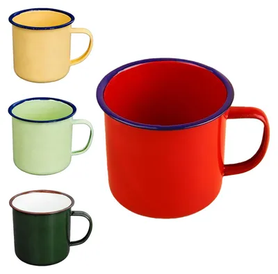 Produktbild von Set von 4 Wiederverwendbaren Emaille Tassen für Drinnen und Draußen