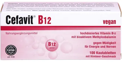 Produktbild von Cefavit B12 Kautabletten gegen Müdigkeit für Energie und Nerven, 100 St. Tabletten