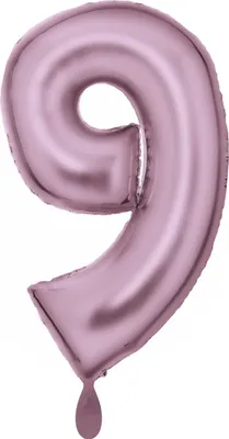 Zdjęcie produktu dla Balon foliowy cyfra 9 satynowa pastelowy róż 86 cm