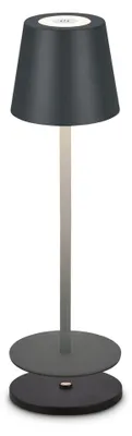 Image de B.K.Licht Lampe de table LED sans fil IP44, à intensité variable, tactile, sans fil, protection contre les éclaboussures, anthracite, Ø12 x 36 cm