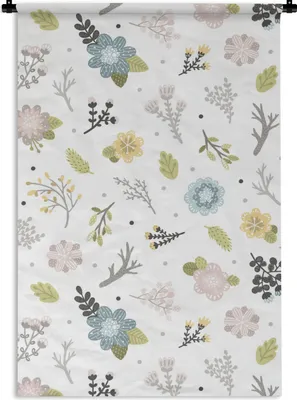 Produktbild von MuchoWow® Wandteppich Wandbehang Muster - Blumen - Zweige 120x180 cm Tapisserie Dekoration Wandtuch - Schlafzimmer - Dekorationen für das Haus