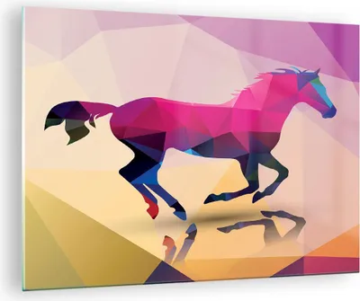 Produktbild von Bilder auf glas - Pferd Tiere Geometrie Diamant - 70x50cm - Glasbilder - Wandbilder - Kunstdruck - zum Aufhängen bereit - Wanddekoration aus Glas - Glas Bilder - Wandbild auf Glas - GAA70x50-2803