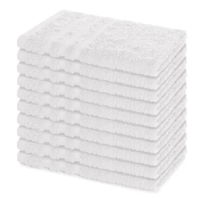Produktbild von Lavea® 10er Set Gästehandtücher 30x50 cm, 100% Baumwolle Frottee, weich & saugstark, Serie Elena, 60 °C waschbar, Weiß