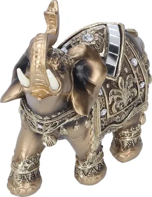 Obrázek produktu pro Socha slona Figurka Feng Shui pryskyřice Zvířecí ornament Umělecká řemesla Stolní dekorace Zlatá L 13.5x6x14cm