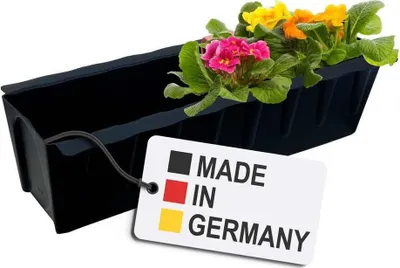 Produktbild von BURI Euro-Paletten Blumenkasten | 37,3cm Schwarz | Pflanzkasten für Europalette Palette | Balkonkasten | Blumentopf | aus stabilen Kunststoff | Germany