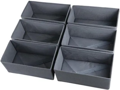 Productafbeelding van Unyqoos® Opvouwbare organizer van hoogwaardig materiaal, set van 6 – 28 x 14 x 12 cm, met verstelbare compartimenten voor kast, lade en bureau