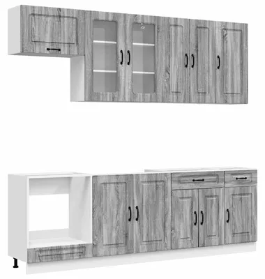 Image de vidaXL Ensemble de cuisine KALMAR, 8 pièces, gris Sonoma, panneaux de particules