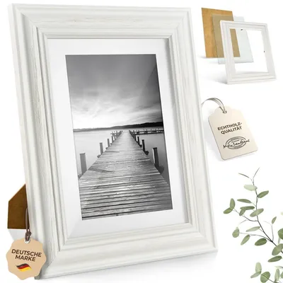 Immagine prodotto di Cornice portafoto Stockholm 50x70 cm bianca vintage in legno di pino con vetro acrilico