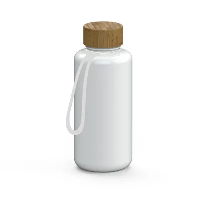 Produktbild von Trinkflasche "Natural" 1000 ml inkl. Strap - BPA-frei & auslaufsichere Wasserflasche für Sport, Arbeit & Schule - weiß/transparent