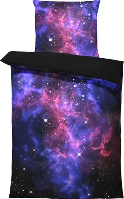 Produktbild von Weltall Bettwäsche 135x200 cm Weltraum Galaxie All Universum Microfaser