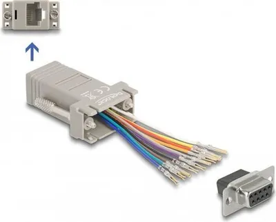Image de DELOCK D-Sub 9 Pin Buchse zu RJ50 Buchse Montagesatz grau