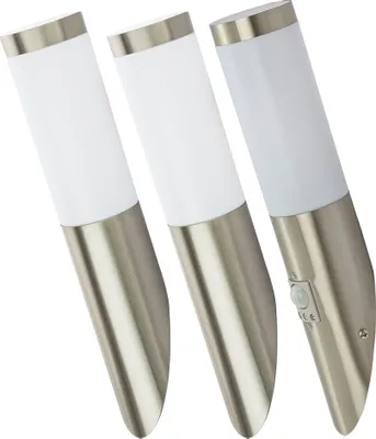 Produktbild von 3er Set RGB LED Wandleuchte, Bewegungsmelder, Edestahll