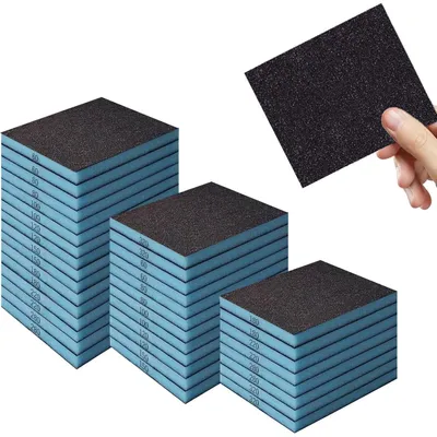 Immagine prodotto di Set di spugne abrasive, 36 pezzi, per uso umido e asciutto, grana da 60 a 320, lavabili e riutilizzabili, dimensioni 120x100x13 mm