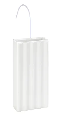 A white ceramic humidifier with a curved hanging hook.