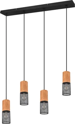 Produktbild von Pendellampe, Gitter, Holz, schwarz, H 150 cm
