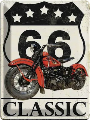 Produktbild von vianmo Blechschild 40x30 cm Retro Motorrad classic 66 5 Sterne