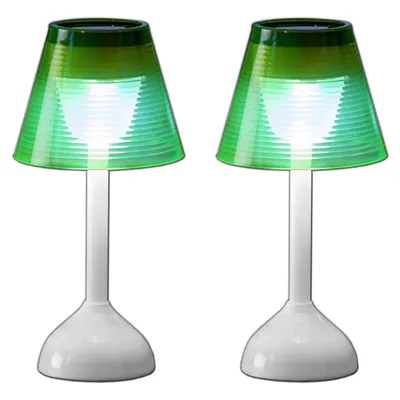 Immagine prodotto di Set da 2 lampade da tavolo a LED solari, in plastica | Lampada solare, lampada da tavolo | Lampada solare per illuminazione da giardino | Lampada da tavolo a energia solare per decorazione