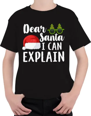 Produktbild von Dear Santa I Can Explain Weihnachtsspruch - Weihnachten Weihnachtsgeschenk Christmas Uni Kinder T-Shirt, Schwarz, 104