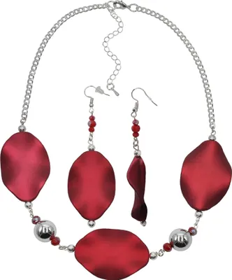 Produktbild von Steuer Modeschmuck Set Collier Ohrhänger Metall 54cm Rot Glasstein 445000080