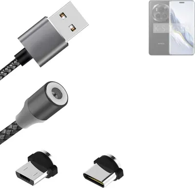 Produktbild von K-S-Trade Hochwertiges Magnet-Lade-kabel Sync-Kabel Daten-Kabel für Honor Magic6 Pro mit USB-Typ-C-Anschluss und Micro-USB-Anschluss 2A bis zu