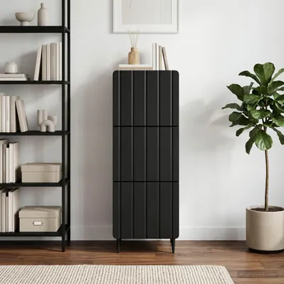 Produktbild von vidaXL Schubladenschrank Schwarz 33 x 34,5 x 92 cm Holzwerkstoff