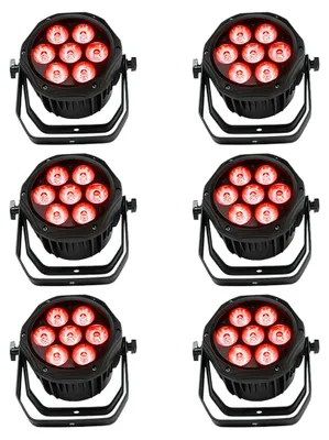 Produktbild von LED-PAR-Scheinwerfer - DMX-Bühnenlicht - 6er-Set - RGBWA+UV 6-in-1 - IP65 wasserdicht - 84 W - 15° Abstrahlwinkel - EU-Stecker