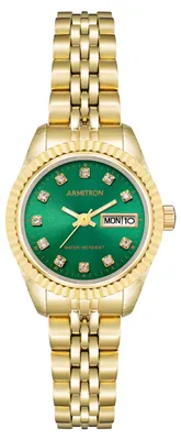 Imagen del producto de Reloj de pulsera para mujer Armitron, con detalles de cristal genuino y función de día/fecha, modelo 75/2