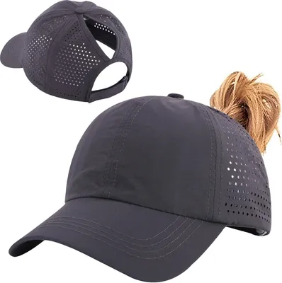 Produktbild von Baseballcap mit Pferdeschwanzöffnung, verstellbar, atmungsaktiv, schnelltrocknend, für Outdoorsport