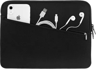Produktbild von ARTWIZZ Neoprene Sleeve PRO Tasche für MacBook Air 13 Zoll (2018-2024) und MacBook Pro 13 Zoll (2016-2022) M1 M2 - Schutzhülle mit Zubehör-Fach in Schwarz