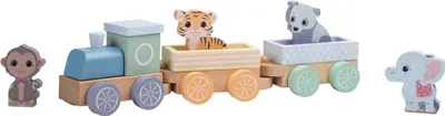 Produktbild von Jouéco Holz-Eisenbahnset Wildies Family mit Tieren - nachhaltiges Spielzeug