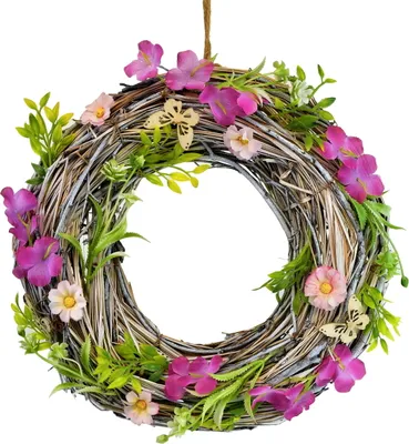 Produktbild von Strohkranz mit Blumen Ø30 cm
