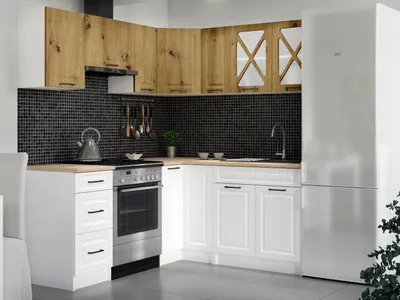 Obrázek produktu pro Rohová kuchyňská linka ASTRID 190x170cm - Dub artisan + bílá