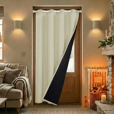 Immagine prodotto di 110x203cm Beige blackout termico porta occhielli tenda impermeabile antivento inverno resistente al freddo calore isolati tenda porta