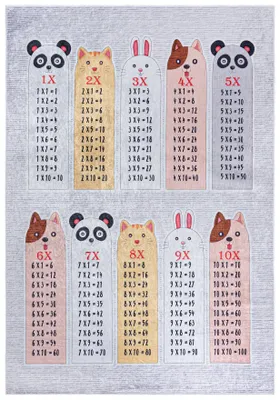 Produktbild von Mazovia Kinderteppich Einmaleins Graphit Bunt Grau 160x230 cm Kurzflor Pflegeleicht Spielteppich für Kinderzimmer