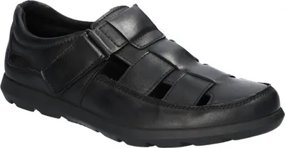 Produktbild von AMERICAN CLUB CY142 Herrensandalen aus Leder, Echtleder Sandalen, Sandalen mit Klettverschluss, Lederschuhe Schwarz 43