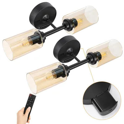 Produktbild von OUTON Akku Wandleuchte Innen 2er Set, kabellose LED Wandlampe, Schwarz