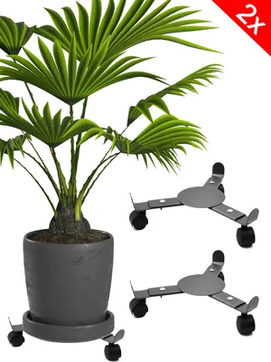 Produktbild von 2x Pflanzenroller ausziehbar Ø 25-37 cm | Pflanzenwagen für Innen & Außenbereich mit Softrollen | Blumenroller aus Metall | Blumentopfhalter | Tragkraft 50Kg