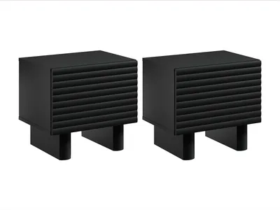 Produktbild von Set mit 2 Nachttischen mit 1 Tür - MDF - Schwarz - LUDIMA