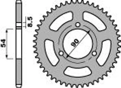 Produktbild von Hinteres Kettenrad Malaguti 50 Drakon 05-08 48Z 420 Kette Stahl PBR 4531