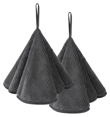 Imagen del producto de Juego de 2 toallas de microfibra color gris oscuro, de 50x50 cm
