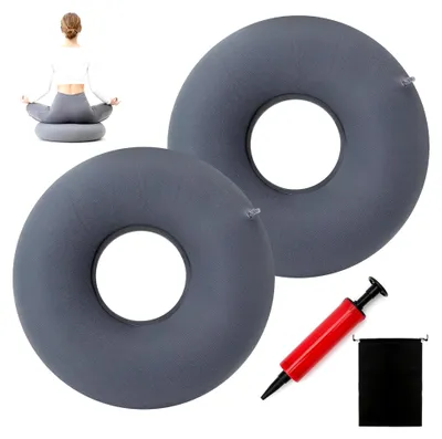 Produktbild von 2 Stück Orthopädische Hämorrhoiden Sitzkissen - Aufblasbare Donutkissen für Steißbeinschmerzen