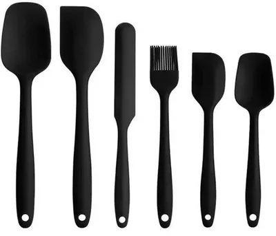 Produktbild von Unyqoos® 6‑teiliges Silikon-Spatelset – vielseitiges Koch- & Back-Set, hitzebeständig bis 204 °C, 2 Löffelspatel, 2 Spatel, 1 Spatel mit Bürste & Backpinsel, kratzfest, spülmaschinenfest