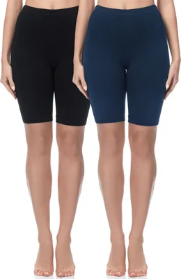 Produktbild von Merry Style Damen Kurze Leggings aus Baumwolle 2 Pack MS10-200 (Schwarz/Marineblau(2Pack), M)