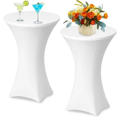 Stehtischhussen, 2 Stück, weiß, 80 x 110 cm, elastisch, für Bistrotische