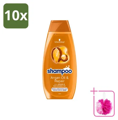 Image de 10 flacons de shampooing Schwarzkopf à l'huile d'argan et réparateur - Pour cheveux secs et abîmés - 400 ml - Pack économique - 10 pièces